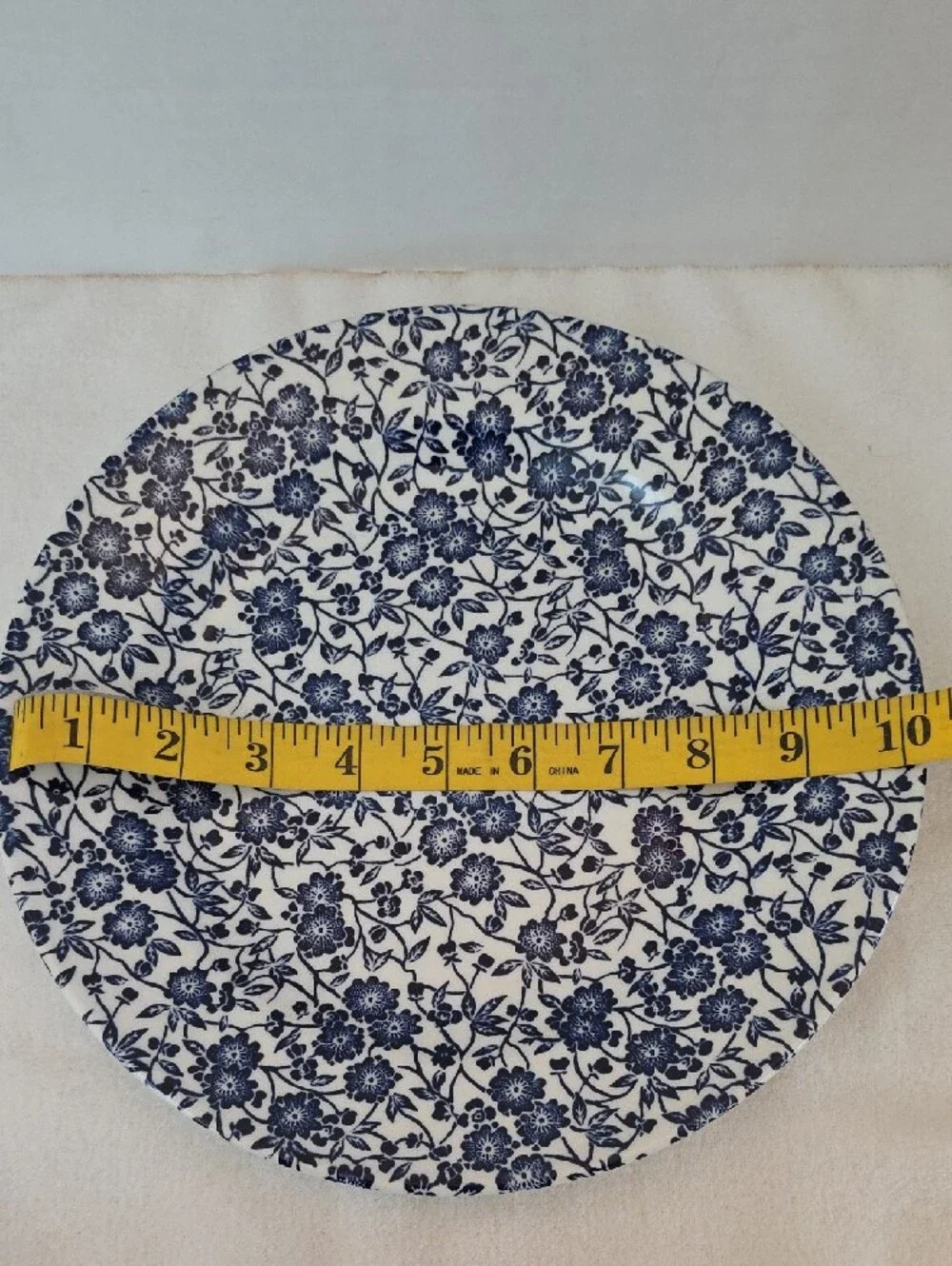 Queen's White Navy Floral Elegant Ceramic Dinner Plate Made in England